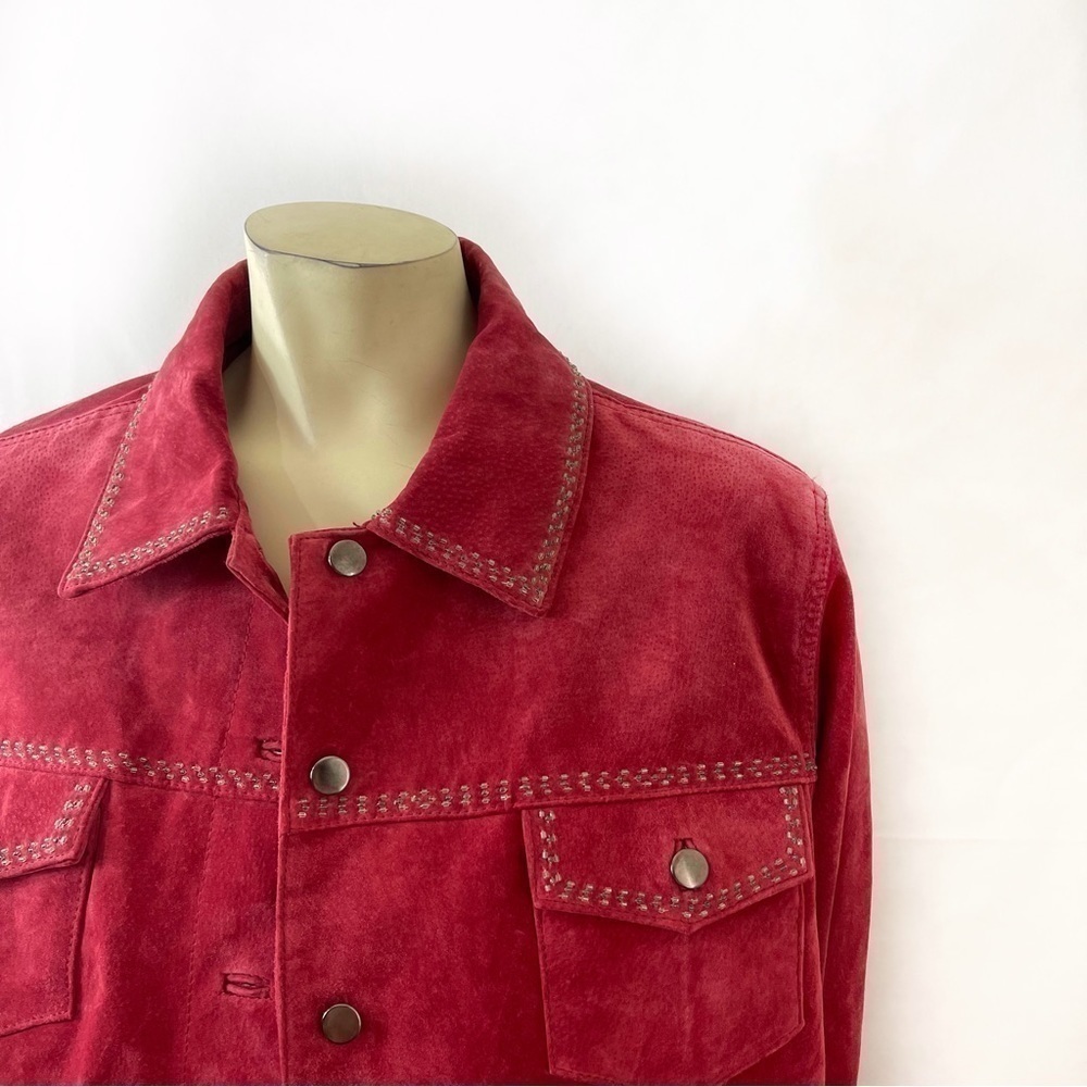 Coldwater Creek Red Leather Jacket Size 1X - Picture 2 of 6